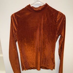 SHEIN Velvet Rust Long Sleeve Top